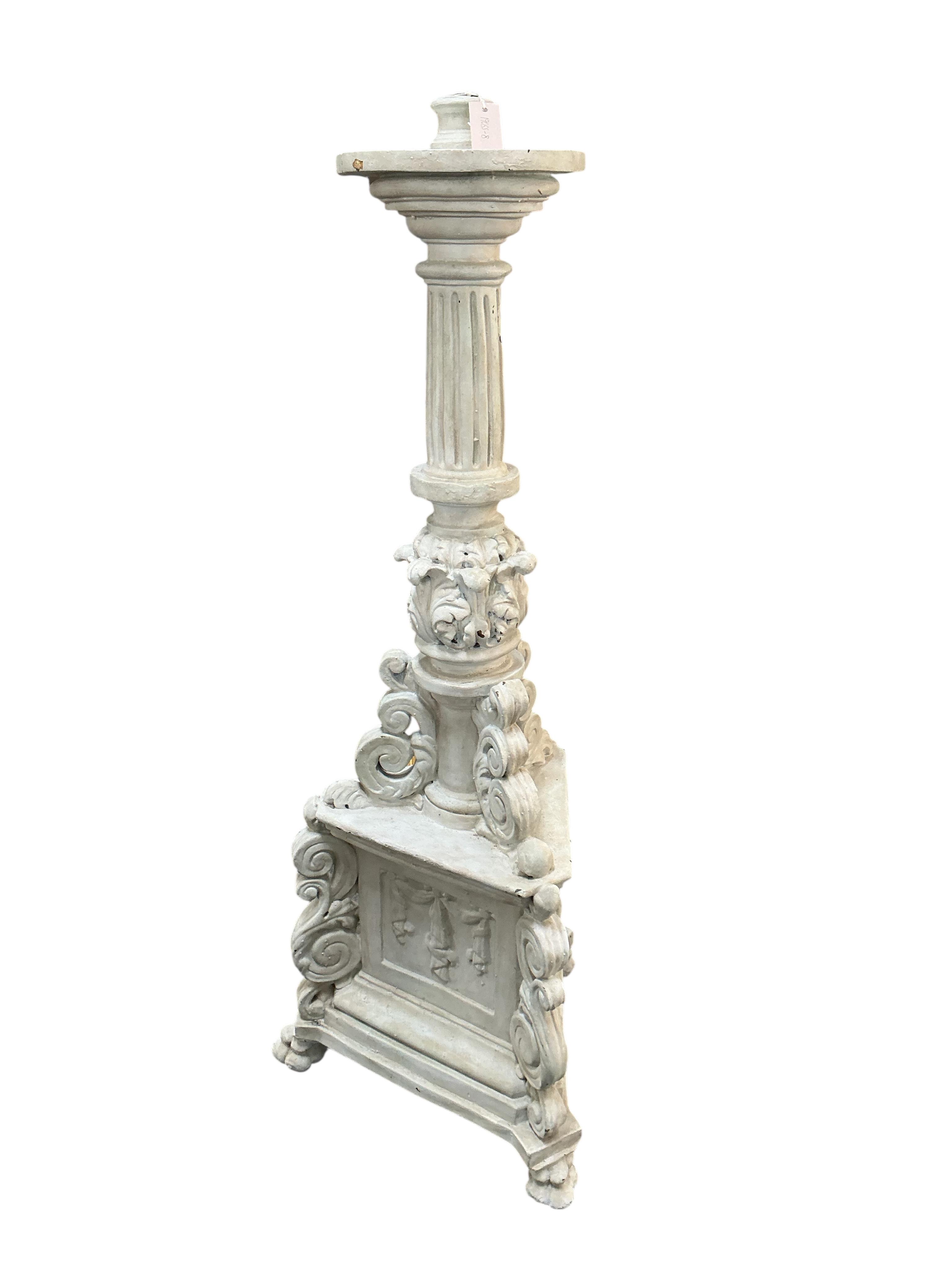 An 18th century style Florentine design painted composition floor lamp, height 150cm